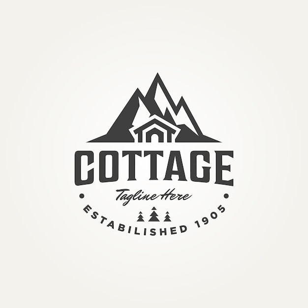 Chalet de montagne naturel icône logo modèle vecteur illustration design classique minimaliste immobilier forêt cabine journal chalet logo concept