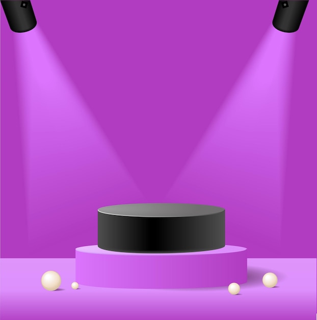 Chambre 3D crème abstraite avec ensemble de podium de piédestal de cylindres réalistes. Élément de formes géométriques