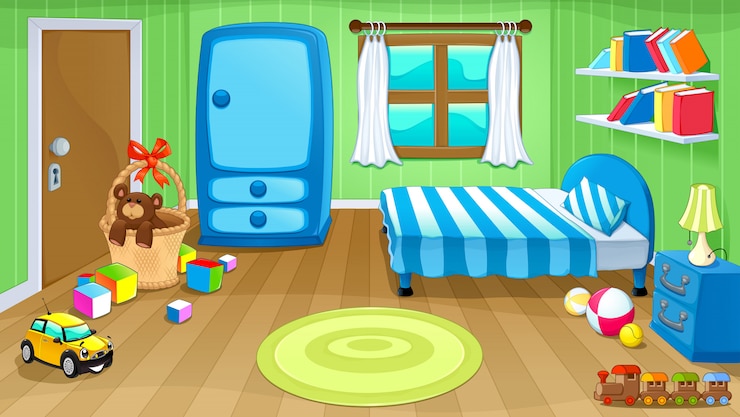 Vecteur chambre drôle avec des jouets