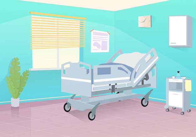Une chambre d'hôpital vide est prête à recevoir des patients.