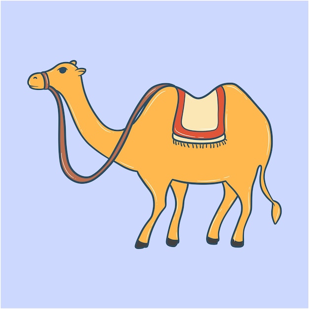 Vecteur chameau arabe de dessin animé avec selle