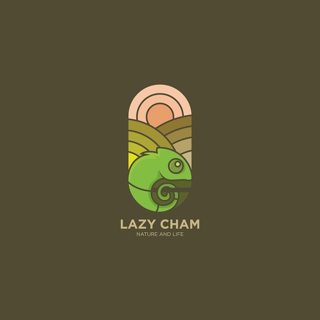 Chameleon Flat Logo Illustration Design