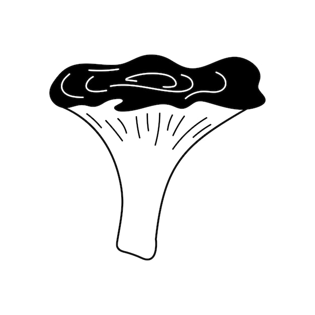 Champignon chanterelle dessiné main mignon Doodle ligne art illustration vectorielle Ingrédient alimentaire