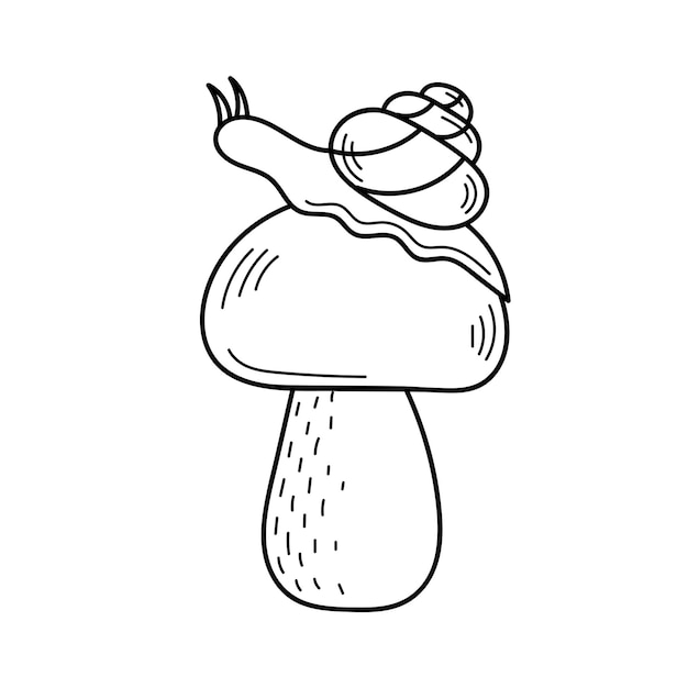 Champignon Comestible Mignon Dans Un Style Doodle. Ingrédients Pour La Cuisine, Salades. Récolte Des Plantes D'automne. Vector Illustration Dessinée à La Main Isolée Pour Les Pages à Colorier, Croquis, Contour