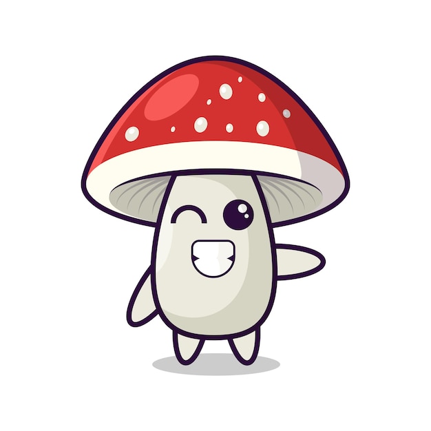 Vecteur champignon drôle de dessin animé avec bonnet rouge
