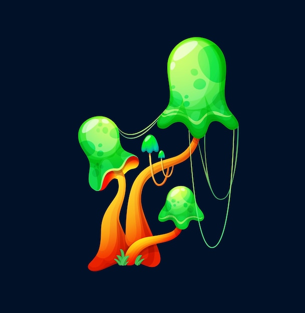 Champignon de vecteur de champignon vert toxique magique fantastique