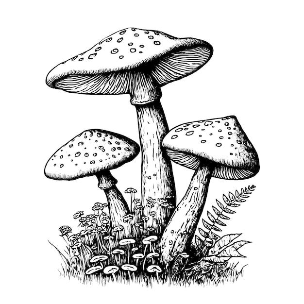 Champignons Croquis Illustration Vectorielle Stock