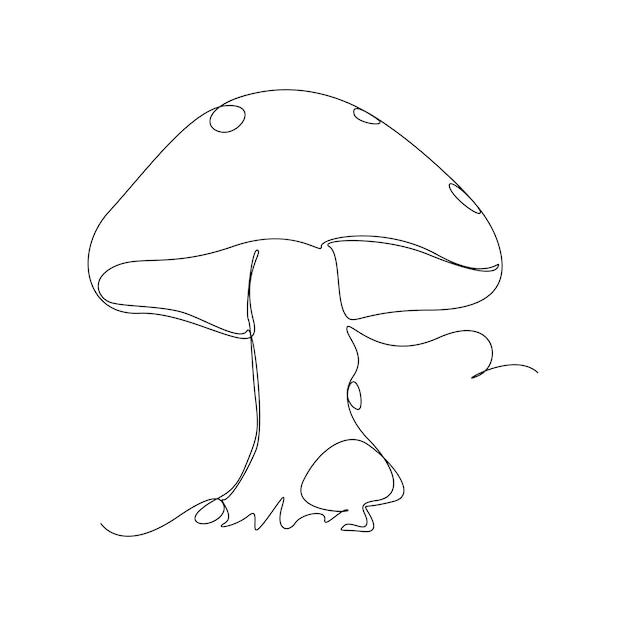 Les champignons dessin artistique continu en une seule ligne et conception vectorielle d'illustration