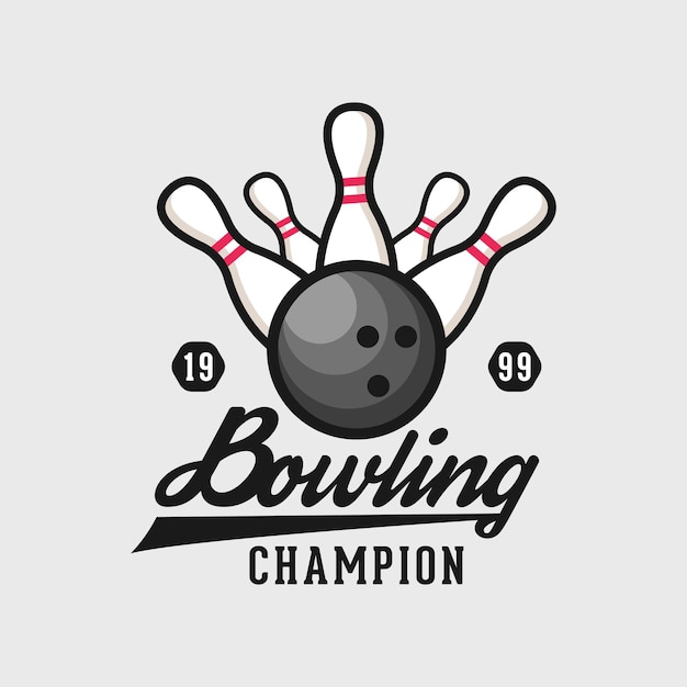 Vecteur champion de bowling vintage typographie lettrage boule de bowling conception de t-shirt