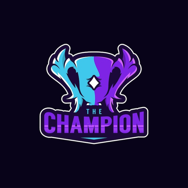 Champion Trophy Esports Logo Design Premium Gaming Vector