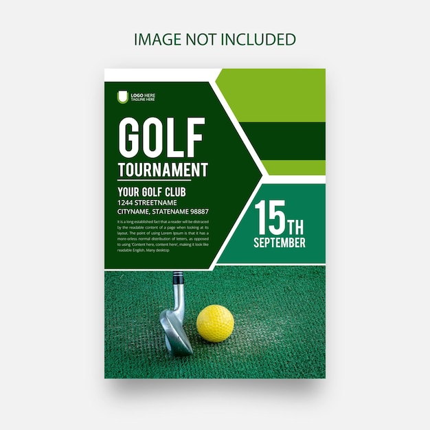 Vecteur championnat de coupe de golf ou tournoi flyer poster design event banner vector vector template