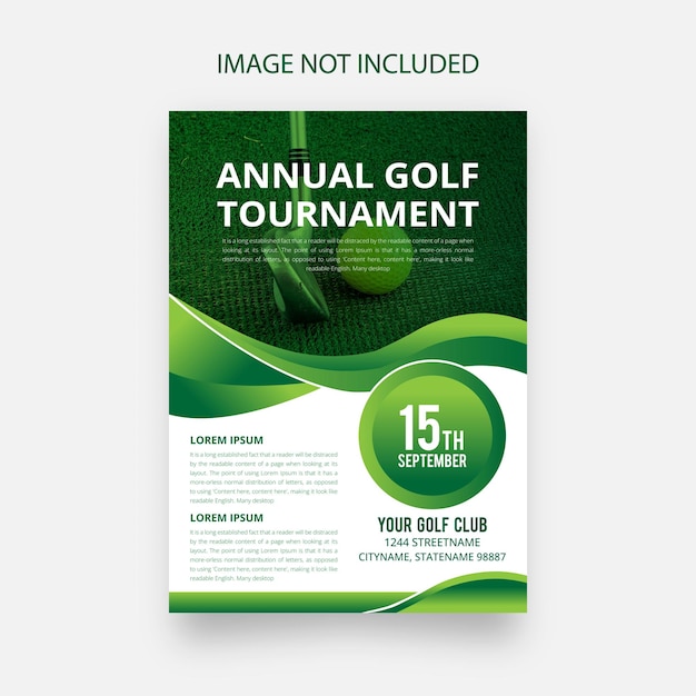 Vecteur championnat de coupe de golf ou tournoi flyer poster design event banner vector vector template