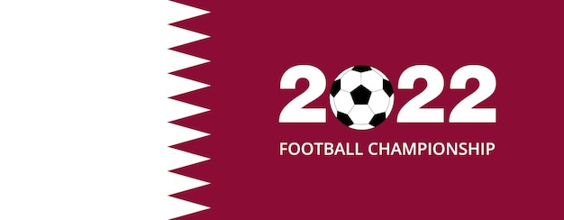 Championnat de football 2022 Qatar banner Modèle de football avec ballon sur fond blanc