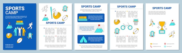 Championnat, Mise En Page Du Modèle De Brochure Du Camp D'entraînement De Tournoi. Flyer, Brochure, Conception D'impression De Dépliant Avec Des Illustrations Linéaires. Mises En Page Vectorielles Pour Magazines, Rapports Annuels, Affiches Publicitaires