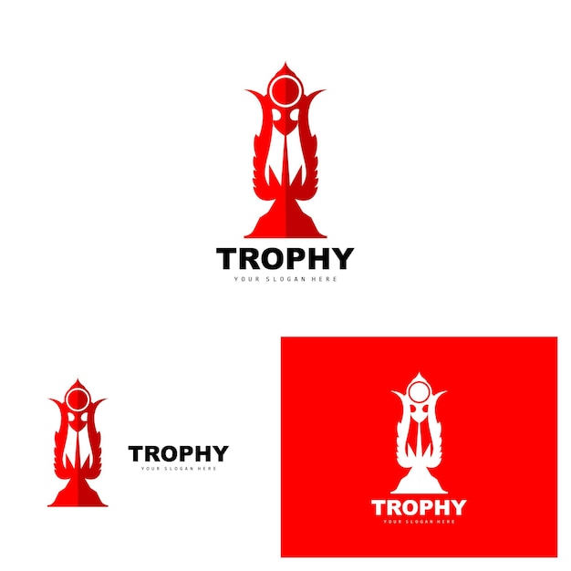 Championnat Trophée Logo Champion Award Gagnant Trophée Design Vector Icon Template