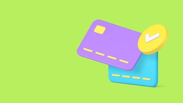 Changement de carte de débit bancaire, échange de bannière, copie d'espace, icône 3D, illustration vectorielle réaliste