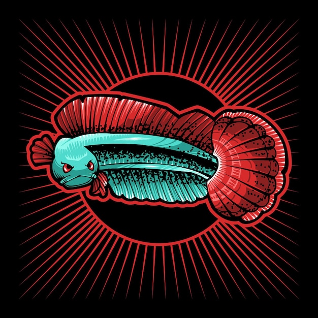 Channa Snakehead Fish Vector Dans Le Style D'illustration Japonais Isolé