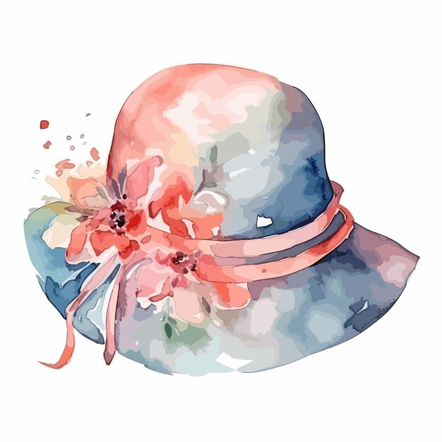 Vecteur chapeau à aquarelle clipart mignon isolé sur fond blanc