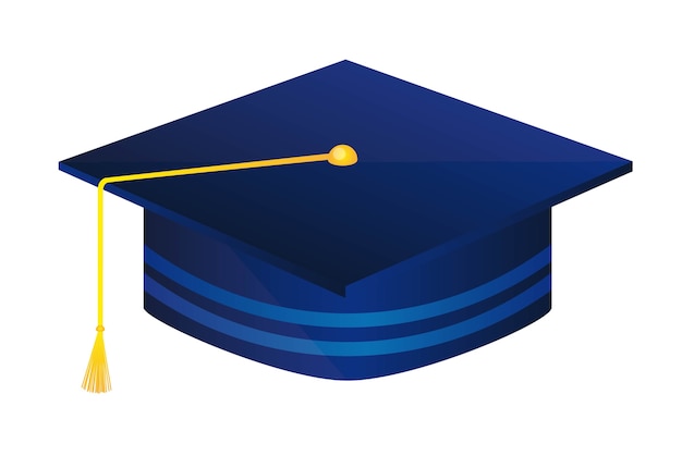 chapeau bleu diplômé isolé