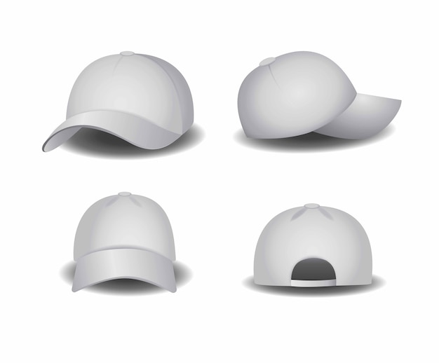 Vecteur chapeau, casquette de baseball blanc modèle vierge modifiable