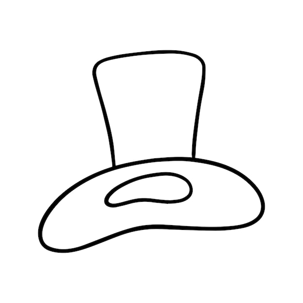 Vecteur chapeau chapeau haut de forme coiffure accessoire doodle linéaire dessin animé coloration