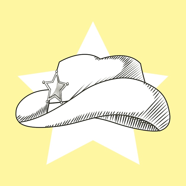 Vecteur chapeau de cowboy dessiné à la main