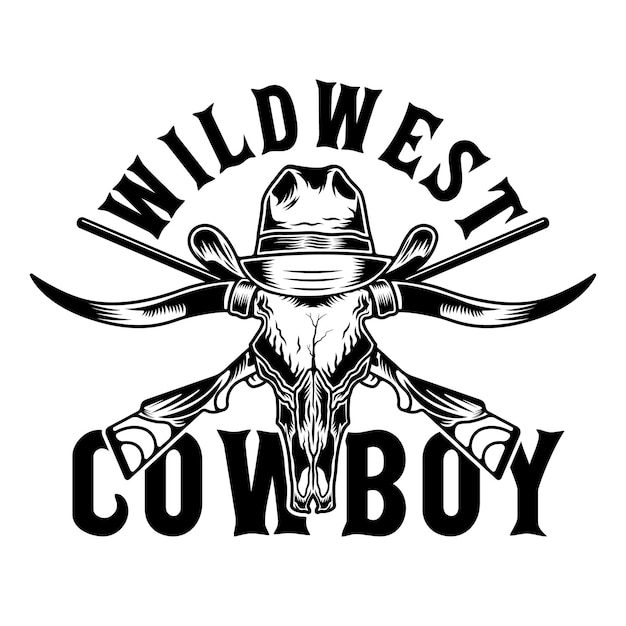 Chapeau De Cowboy Longhorn Bull Et Wild West