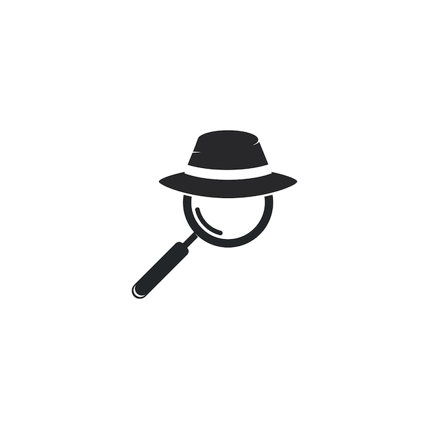 Chapeau De Détective Avec Loupe Logo Vector Icon Illustration