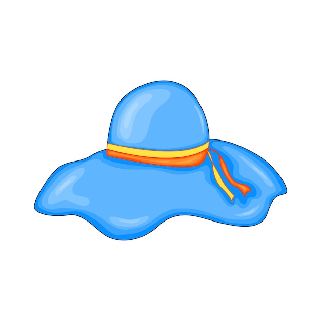 Vecteur chapeau d'été bleu pour la protection solaire de la plage dans un style de dessin animé mignon illustration vectorielle isolée sur fond blanc