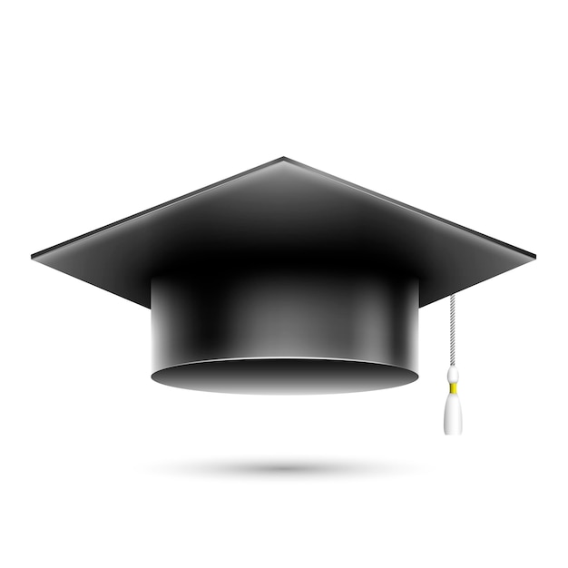 Chapeau d&#39;étudiant noir réaliste isolé.