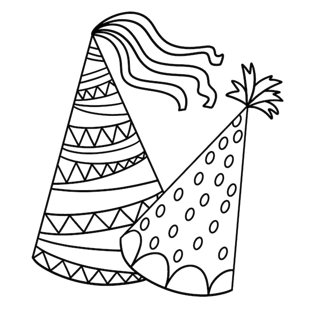 Chapeau De Fête Du Nouvel An Isolé Coloriage Pour Les Enfants