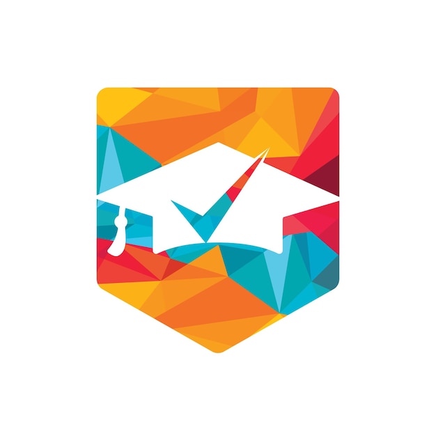 Chapeau de graduation et icône de coche et création de logo