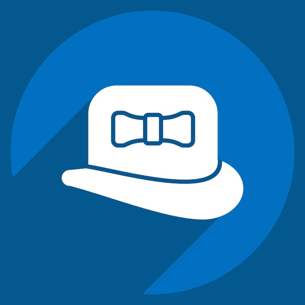 Chapeau d'icône lié au symbole de la mode style d'ombre longue design simple modifiable