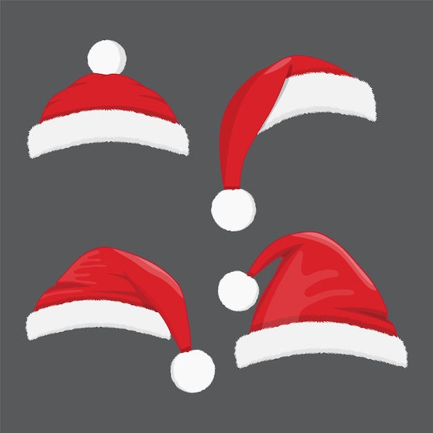 Chapeau De Noël Ou Différents Chapeaux De Noël Dans L'ensemble De