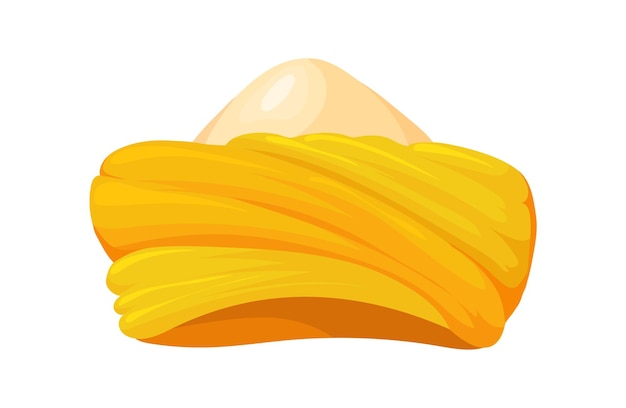 Vecteur chapeau pagdi turban jaune ou illustration de vecteur punjabi arabe isolé sur fond blanc