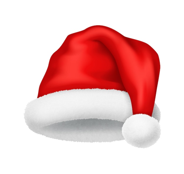 Un chapeau de Père Noël écarlate avec une illustration vectorielle de vacances pompom