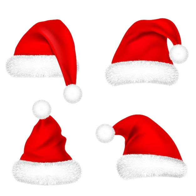 Chapeau de Père Noël avec un ensemble de fourrure chapeau rouge d'année nouvelle isolé sur fond blanc chapeau d'hiver