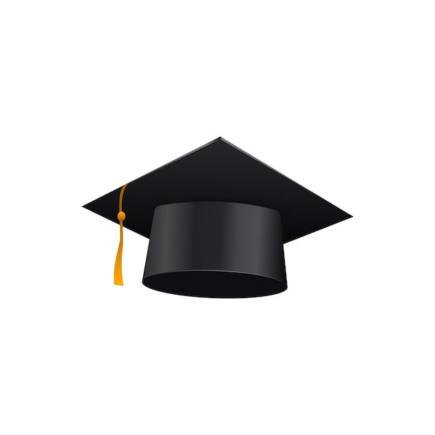 Chapeau de remise des diplômes noir avec un crochet en or