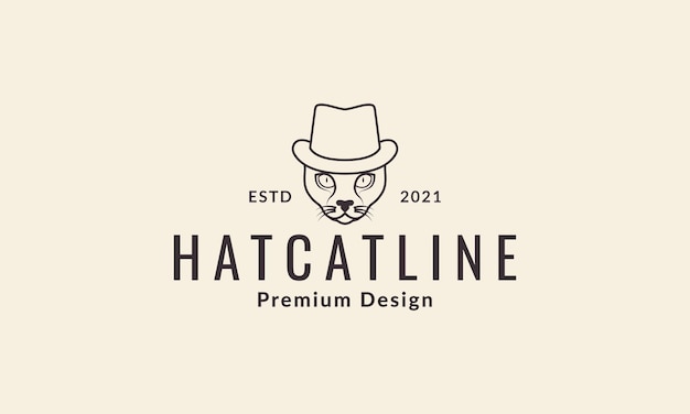 Vecteur chapeau avec tête animal forêt chat logo vecteur symbole icône design illustration graphique