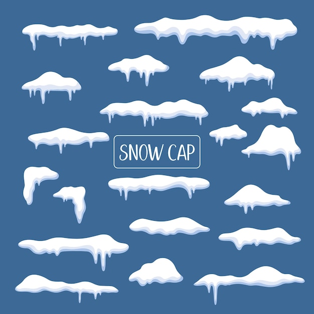 Chapeaux de neige blancs sur fond bleu modifiable
