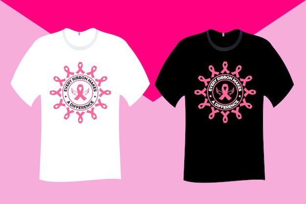 Vecteur chaque ruban fait une différence t-shirt contre le cancer du sein