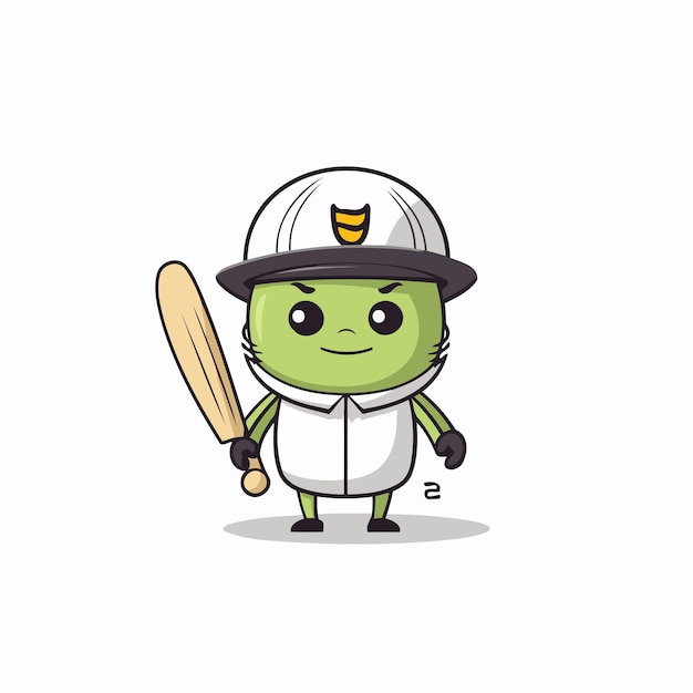 Character De La Mascotte Du Thé Vert Qui Joue Au Baseball Avec Une Batte