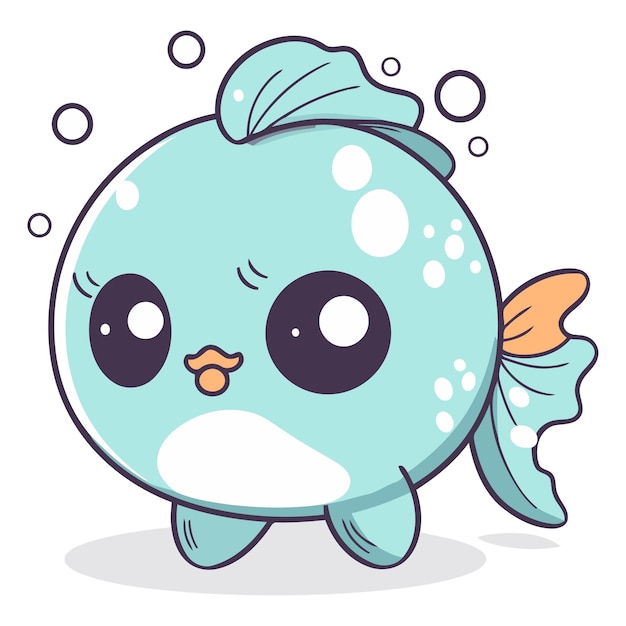 Vecteur character de poisson de dessin animé mignon d'un poisson mignon