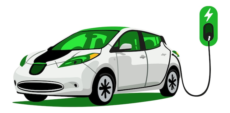 Vecteur charge de voiture électrique véhicule respectueux de l'environnement conception écologique