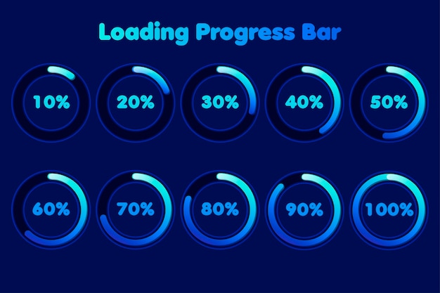 Chargement Barre De Progression Bleue Cercle De Chargement Ou Pourcentage De Progression