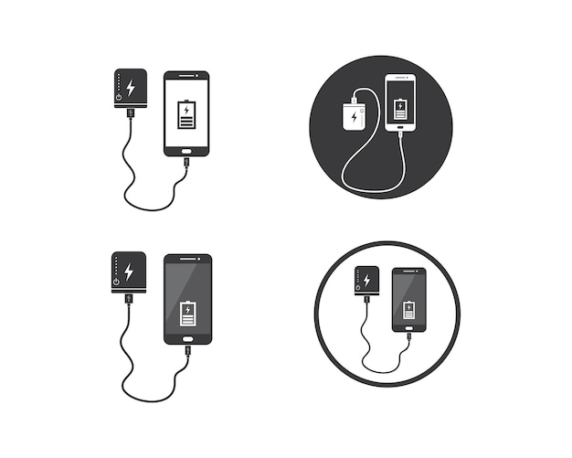 Chargement Du Smartphone Avec Illustration Vectorielle De Banque D'alimentation