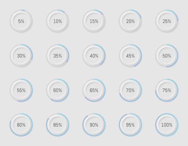 Chargement de la progression ou de l'élément infographique Pourcentage d'icônes 3D Illustration vectorielle