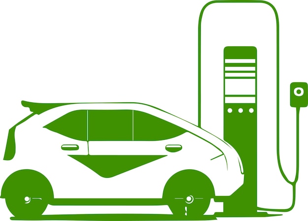 Chargement De La Voiture électrique à La Station De Chargement