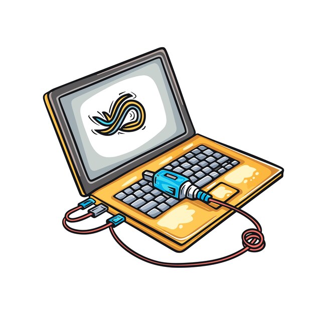 Chargeur d'ordinateur portable Cartoon isolé sur un fond transparent PNG pour le concepteur