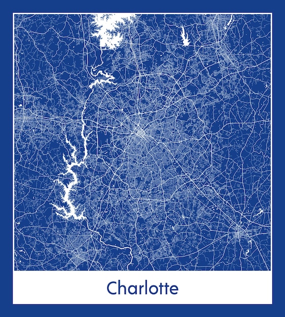 Charlotte états-unis Amérique Du Nord City Map Blue Print Vector Illustration